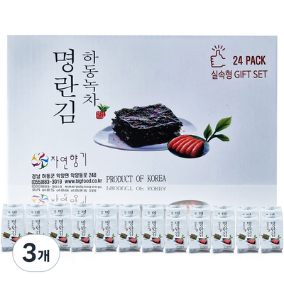 하동 녹차 도시락 명란김 실속형 선물세트 144g 3개