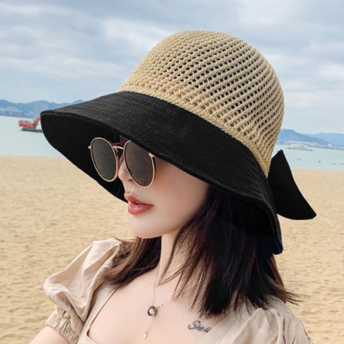 라일리 Rly 여성 데일리 4컬러 무지 리본 비치모자 썬캡 밀짚모자 10268196