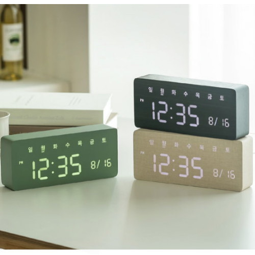지성아이엔씨 플라이토 우드 데이즈 LED 탁상시계