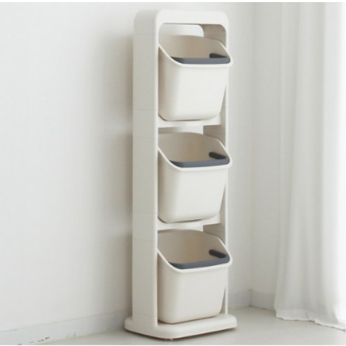 올리빙 도트 빨래바구니 3p + 스탠드 세트 화이트 430 320 1330 mm