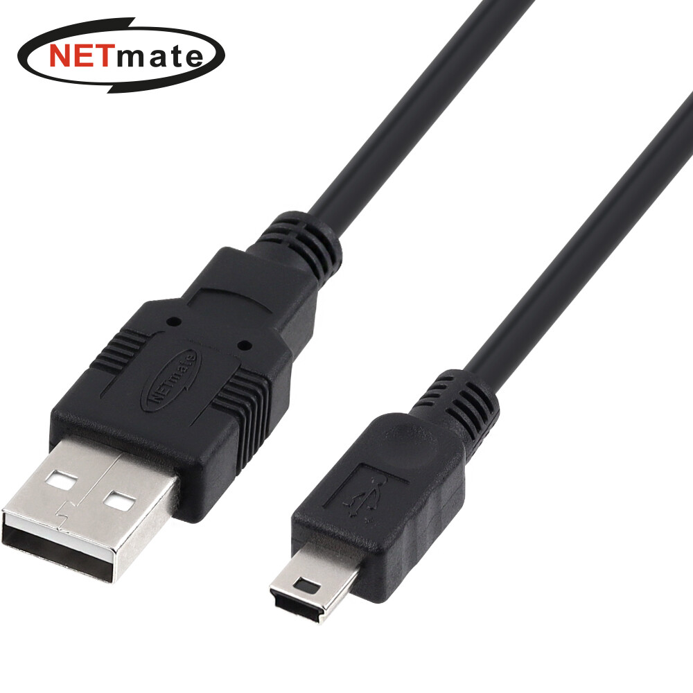 강원전자 NETmate USB 2.0 Mini B 데이터 케이블 (NMC-UM218BK, 1.8m)_이미지