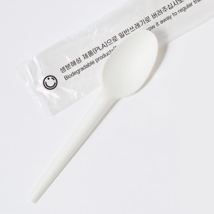 리그라운드 PLA 백색 일회용 스푼 (100개)