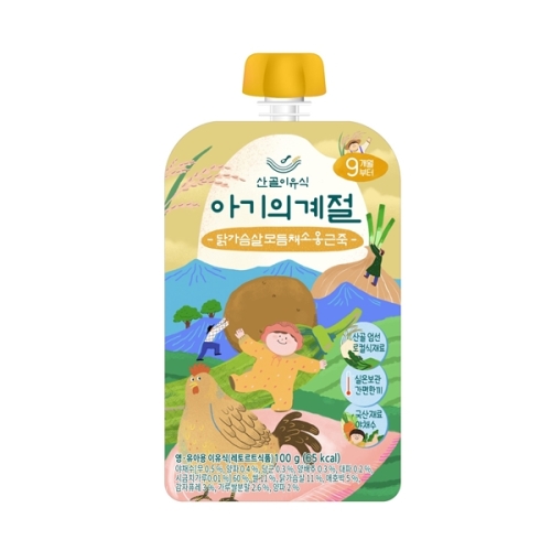  에코맘 산골이유식 후기 닭가슴살모듬채소옹근죽 100g [1개]