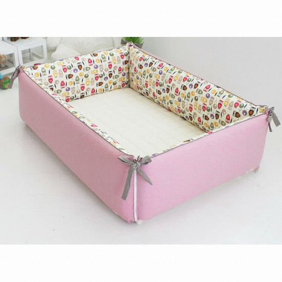 비비엔다 롤리팝 내추럴 지퍼형 범퍼침대 핑크 (110x160cm)_이미지