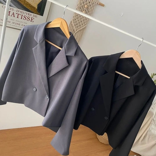 아이우먼 빅사이즈크롭재킷 Q550L502 레일버튼스판크롭자켓 RA