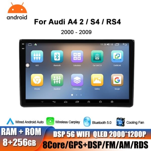 안드로이드 OS 자동차 라디오 A4 II 2 B6 III 3 B7 20002009 S4 20022008 RS4 200520..