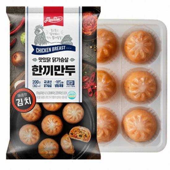 맛있닭 닭가슴살 한끼만두 김치 200g (20개)_이미지