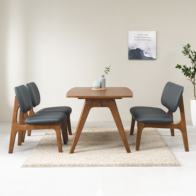 헤닝 마이홈 낮은 원목 식탁 1400 (의자4개)_이미지