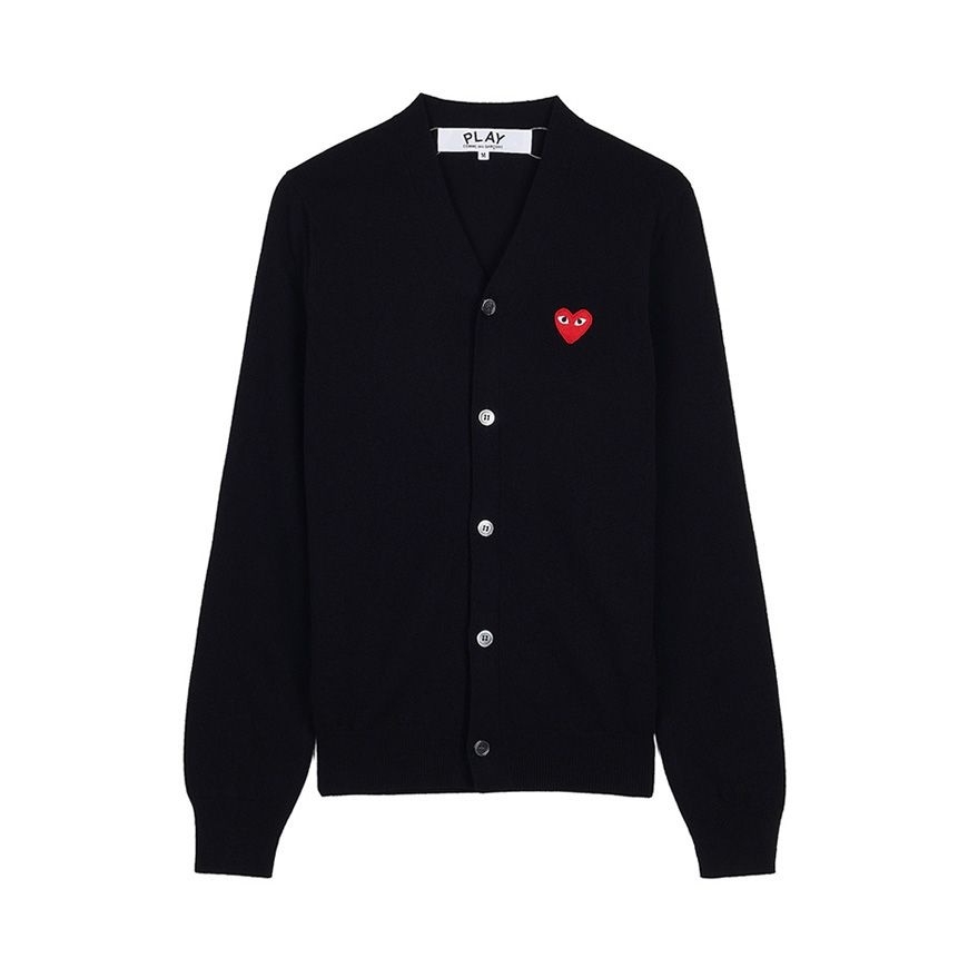 꼼데가르송 FW25 공용 레드하트 와펜 가디건 AX N008 051 BLACK