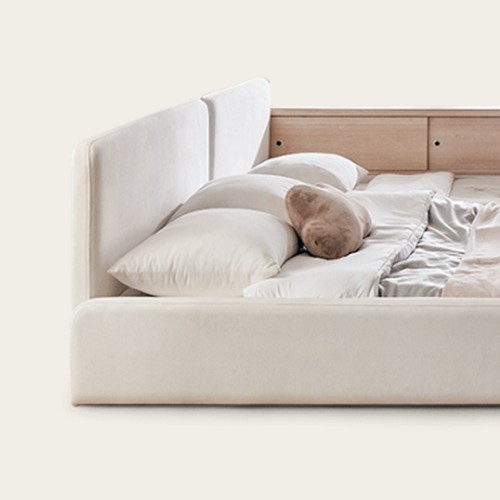 장인가구 하랑 패브릭 슬림헤드 수납가드 둥지형 패밀리침대 SS+SS (본넬스프링)_이미지