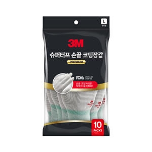 3M 슈퍼터프 프리미엄 손끝 코팅장갑 L 10입 719847