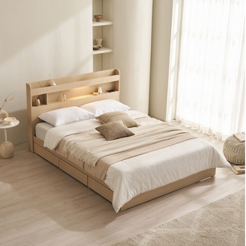 삼익가구 데이슨 3단 수납 LED침대 Q (양모라텍스독립)_이미지