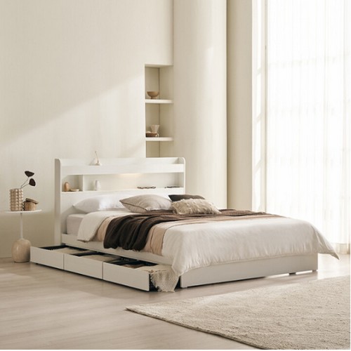 삼익가구 데이슨 3단 수납 LED침대 Q (양모라텍스독립)