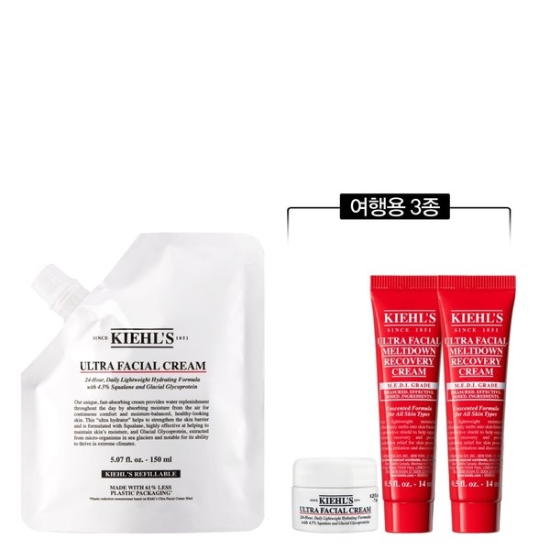 키엘 울트라 훼이셜 크림 리필 파우치 150ml (기획세트3)