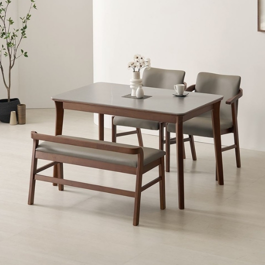 라로퍼니처 위니 포세린 통세라믹 식탁 1250 (의자2개+벤치1개)_이미지