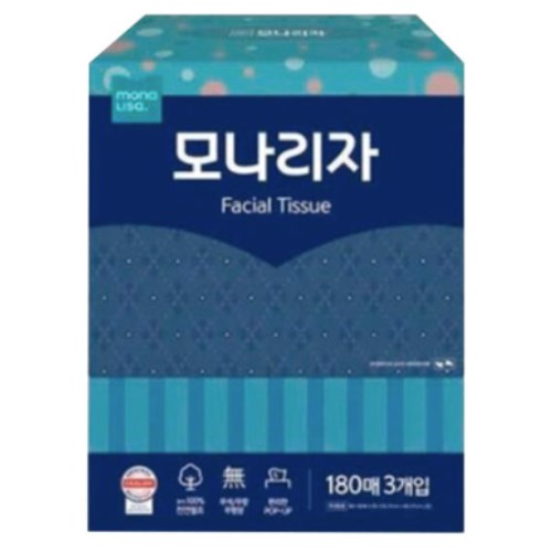 모나리자 미용티슈 180매 (3입) (2팩(6입))