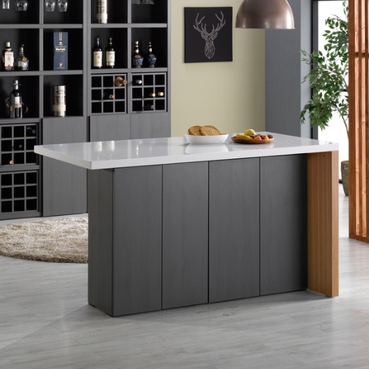 아이앤 로리스 ㄱ형 인조대리석 높은 홈바 식탁 1600 (의자별도)_이미지