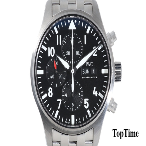 IWC 파일럿 스틸 검정판 크로노 377710_이미지