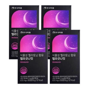 오투바이오 안국약품 식물성 멜라토닌 함유 멜라굿나잇 500mg 30정 (4개)_이미지