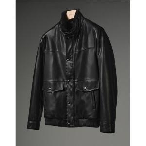  마에스트로 남성 블랙 퍼배색 소가죽 블루종 점퍼 139372