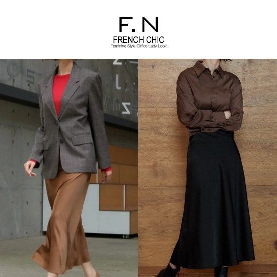 에프엔 F.N 새틴 밴딩스커트 M243 3131641