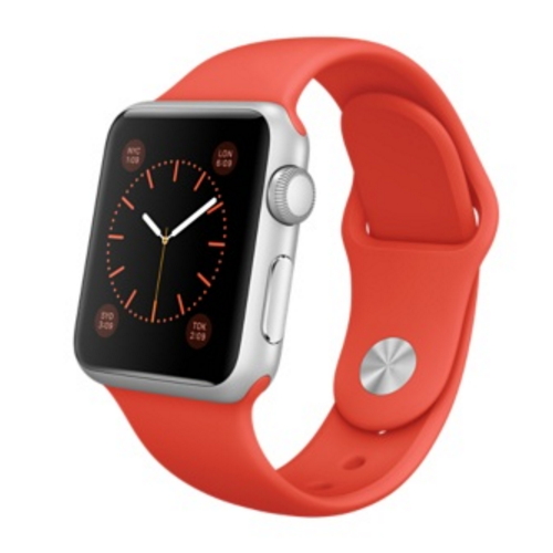 APPLE 워치 스포츠 38mm 실버 (오렌지 스포츠밴드)