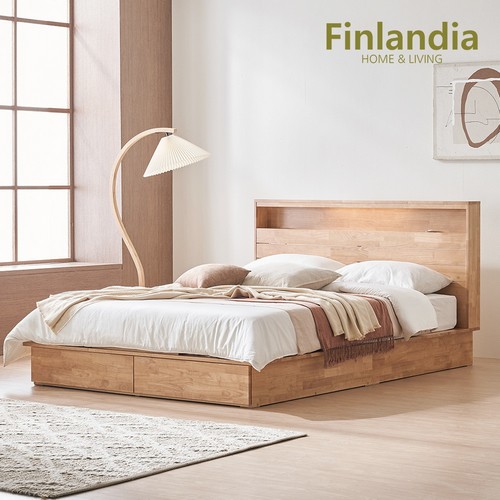 핀란디아 넬슨 원목 평상형 LED침대 Q (드림온24독립)