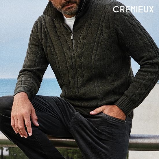 다니엘크레뮤 캐시미어 울 블렌디드 하프 집업 스웨터 CJDKMSW4D906 95 CHARCOAL GREY