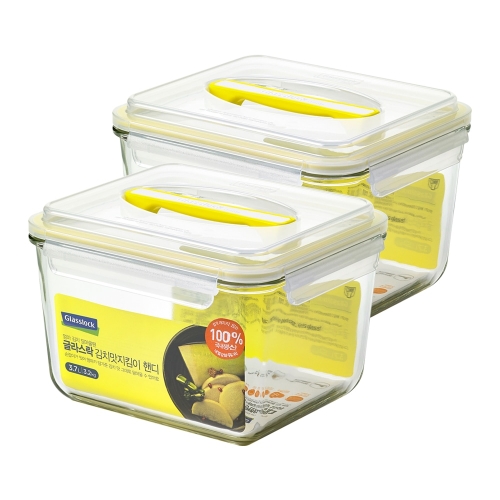 글라스락 김치맛지킴이 핸디 옐로우에디션 3.7L (2개)_이미지