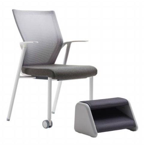 아이블 화이트 학생 공부 의자+스테포 발받침대 세트