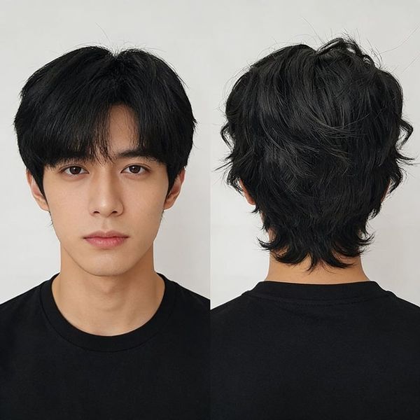 574PLN70 전체가발 자연스러운 헤어 패션 남자 가르마 통가발