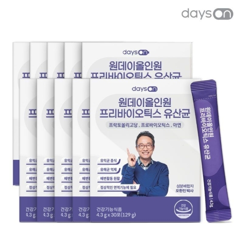 노바렉스 데이즈온 원데이 올인원 프리바이오틱스 유산균 30포 (10개)_이미지
