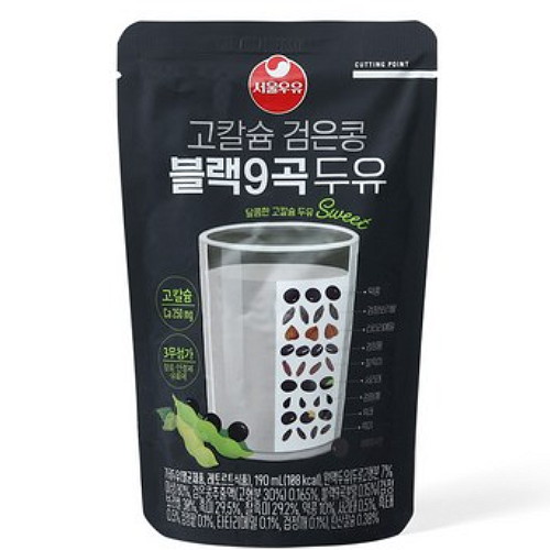 서울우유 고칼슘 검은콩 블랙9곡 두유 190ml (파우치)