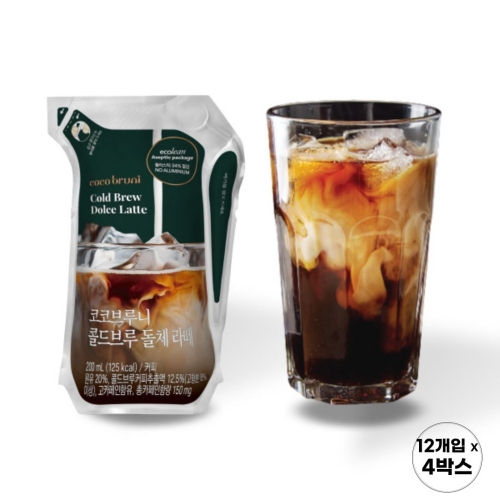한국야쿠르트 코코브루니 콜드브루 돌체라떼 200ml (48개)