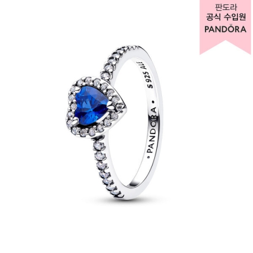 판도라 엘리베이티드 프린세스 블루 프렌드십 하트 링 198421C0