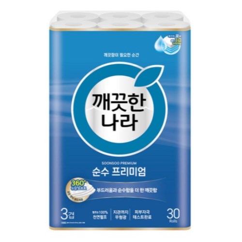 깨끗한나라 순수 프리미엄 27m (30롤) (4팩)_이미지