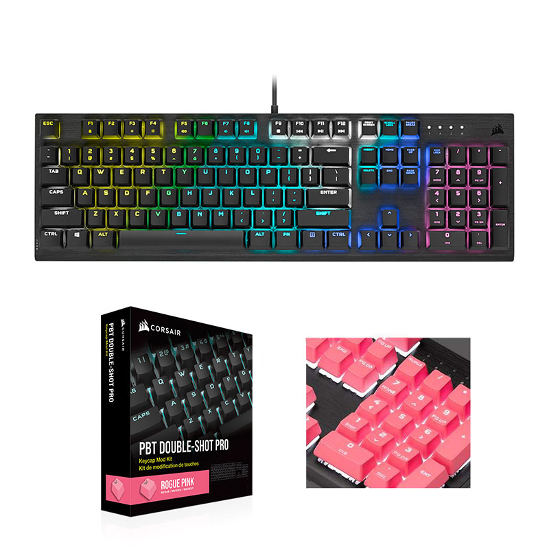CORSAIR K60 RGB PRO + PBT Double-shot Keycaps Pro