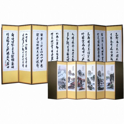 8폭 추사글씨-산수화 병풍