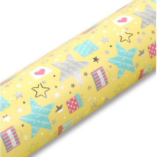 [불명] 파스텔 스타 메탈롤 포장지 노랑 (3개)_이미지