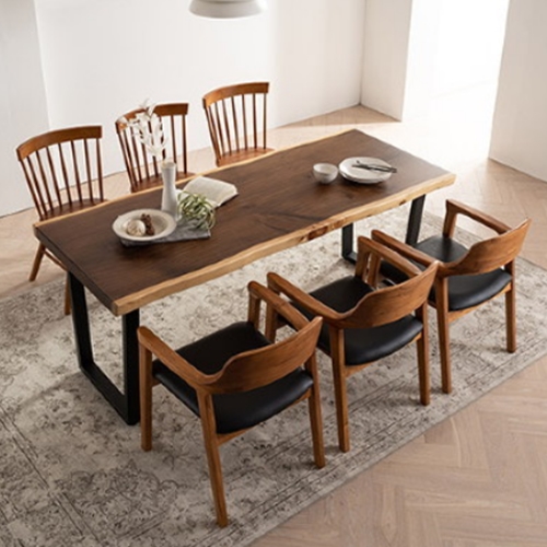 삼익가구 넬슨 뉴송 우드슬랩 슬림형 통원목 식탁 1800 (의자별도)_이미지