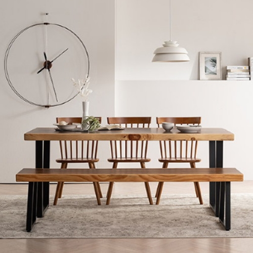 삼익가구 넬슨 뉴송 우드슬랩 슬림형 통원목 식탁 1800 (의자별도)_이미지