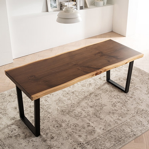 삼익가구 넬슨 뉴송 우드슬랩 슬림형 통원목 식탁 1800 (의자별도)_이미지