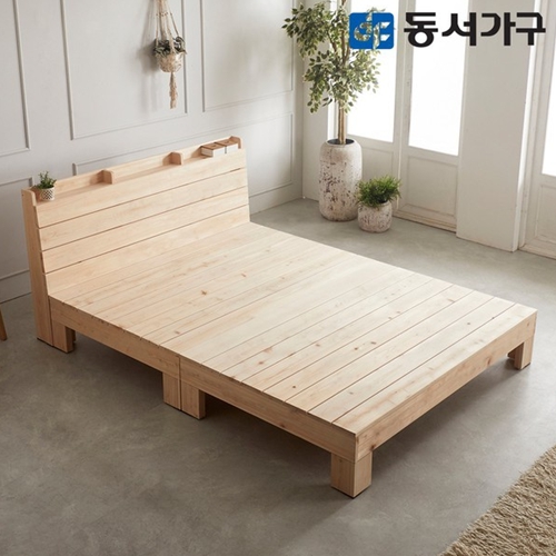 동서가구 편백 히노끼 수납헤드 평상형 침대 K (본넬스프링)_이미지