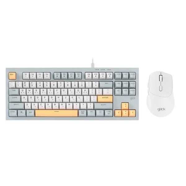 지클릭커 OFFICEPRO OPS60 사일런스 M 다쿠아즈 87 키보드 마우스 세트 (Navy Blue)_이미지