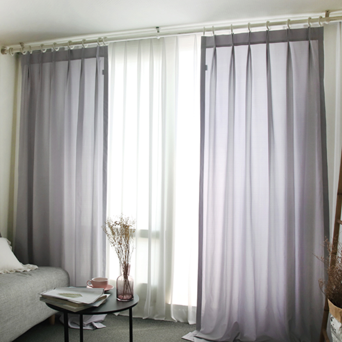 메종텍스타일 먼지없는 투톤블리치 라이트그레이 커튼 나비주름형 (160x230cm)