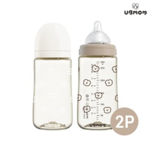 유비맘 PPSU 디자인 젖병 280ml (젖병 2개 + 젖꼭지 2개)_이미지
