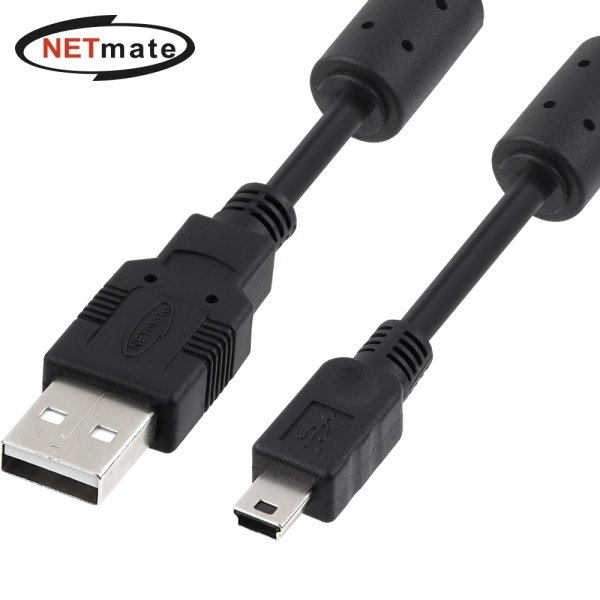 강원전자 NETmate USB 2.0 Mini B 노이즈필터 데이터 케이블 (NMC-UM218C, 1.8m)_이미지