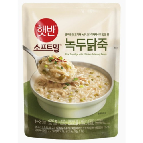 CJ제일제당 햇반 녹두닭죽 420g이미지입니다. 누르면 해당 게시물로 새창이동합니다.
