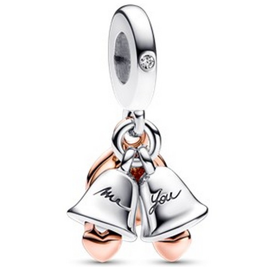 판도라 투톤 웨딩 벨 더블 댕글 참_782592C01