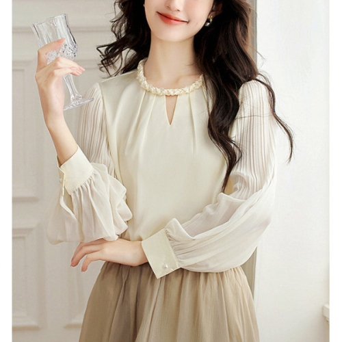 패션시그널롤라운드넥 머신링클 블라우스 51161D